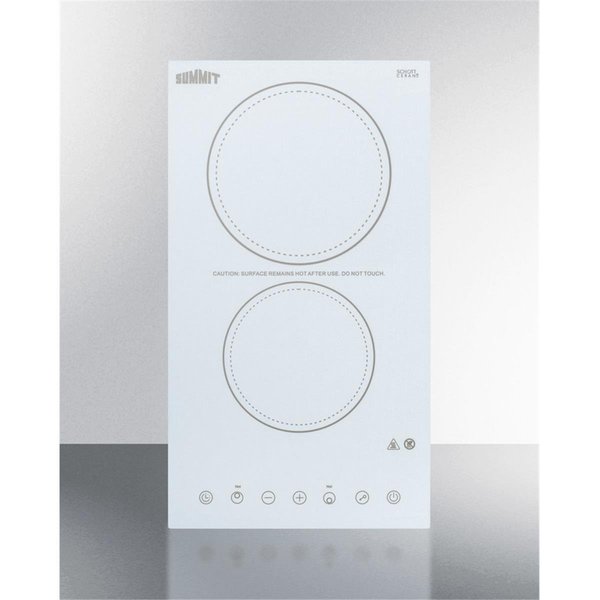 Summit Appliance Summit Appliance CR2B23T4W 230v 2-Burner White Ceramic Glass Cooktop with Digital Controls - White CR2B23T4W